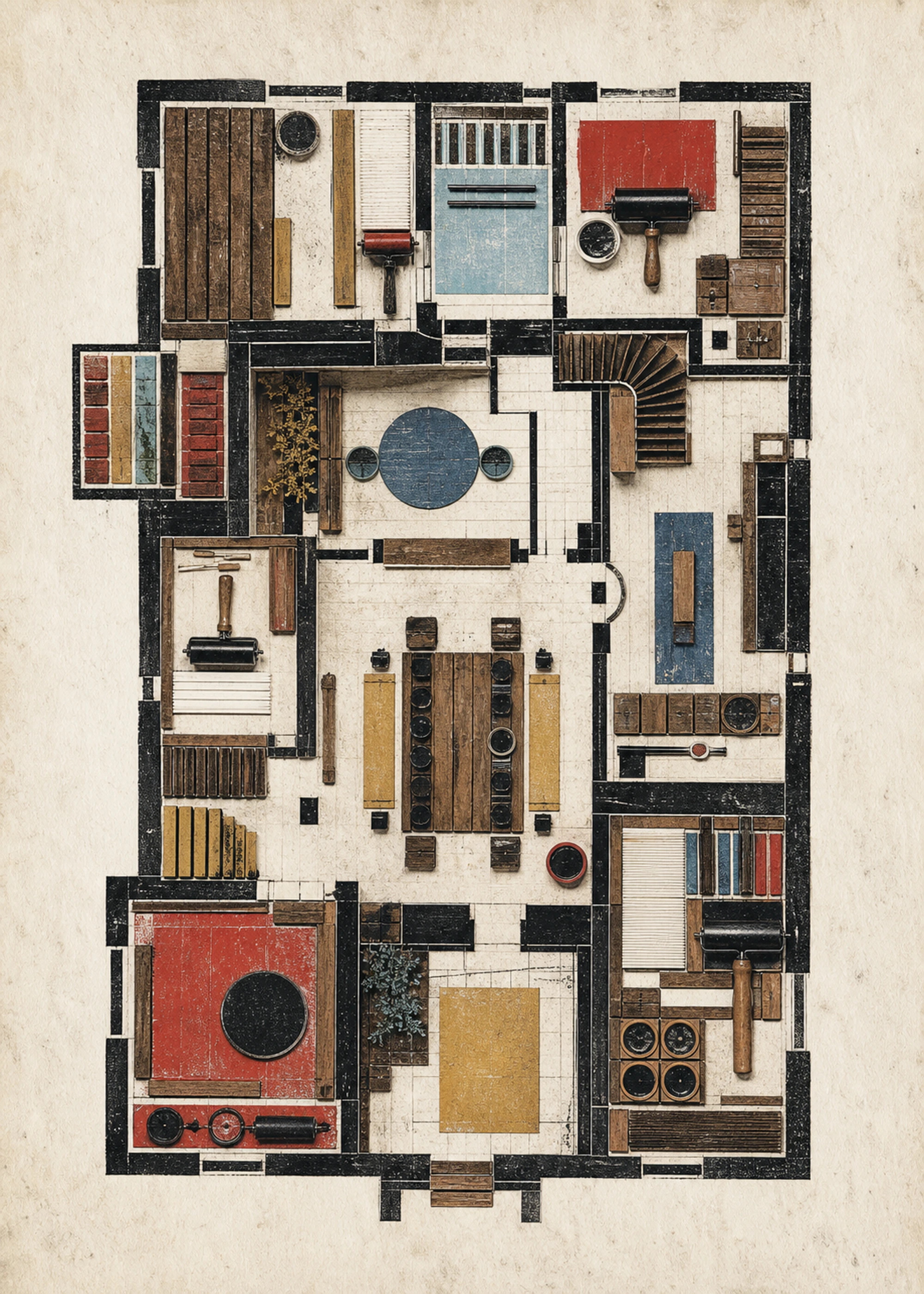 Typesetter's House — framed Soft Systems art print