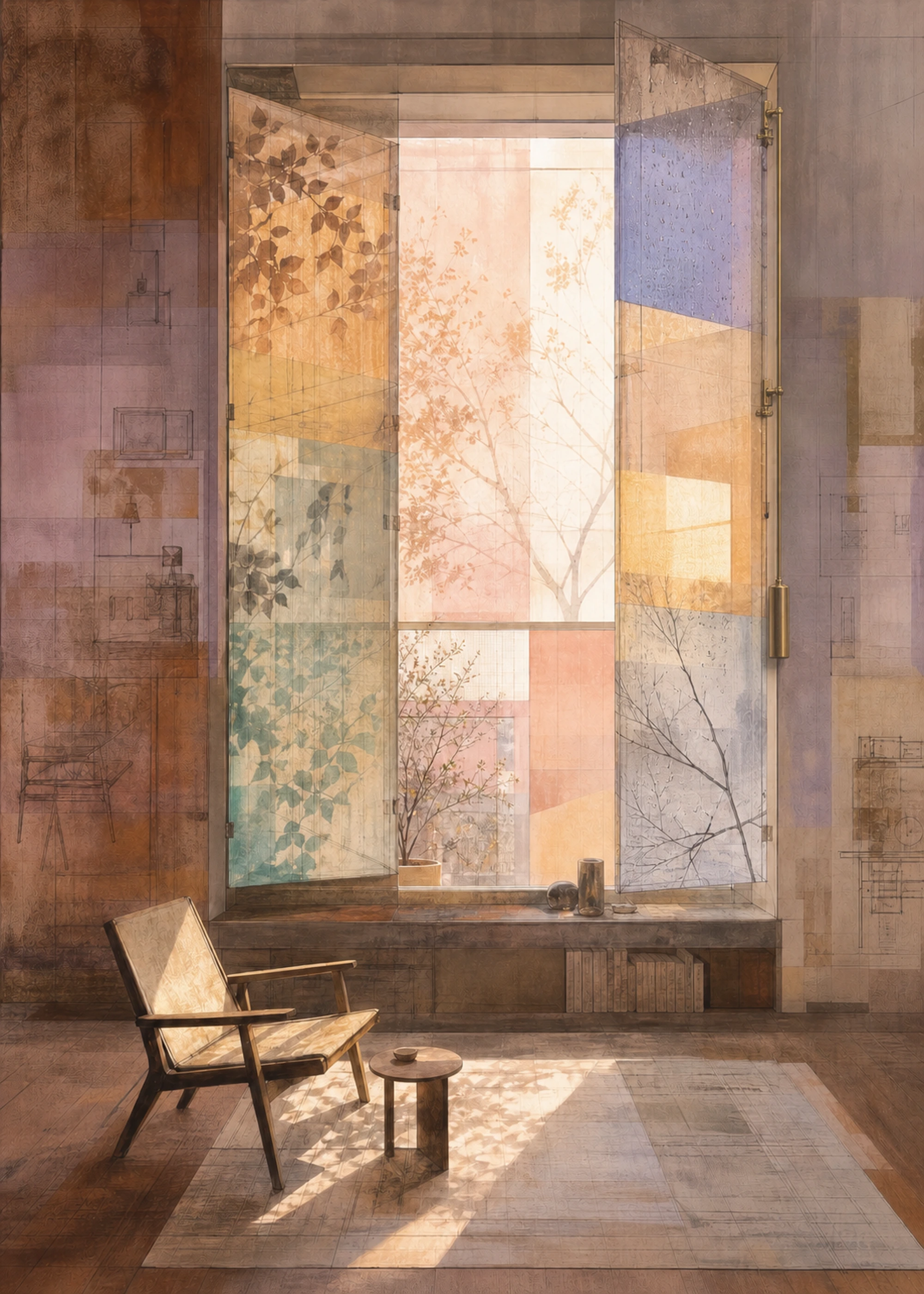 A Window That Remembers — Hinge Study — framed Soft Systems art print