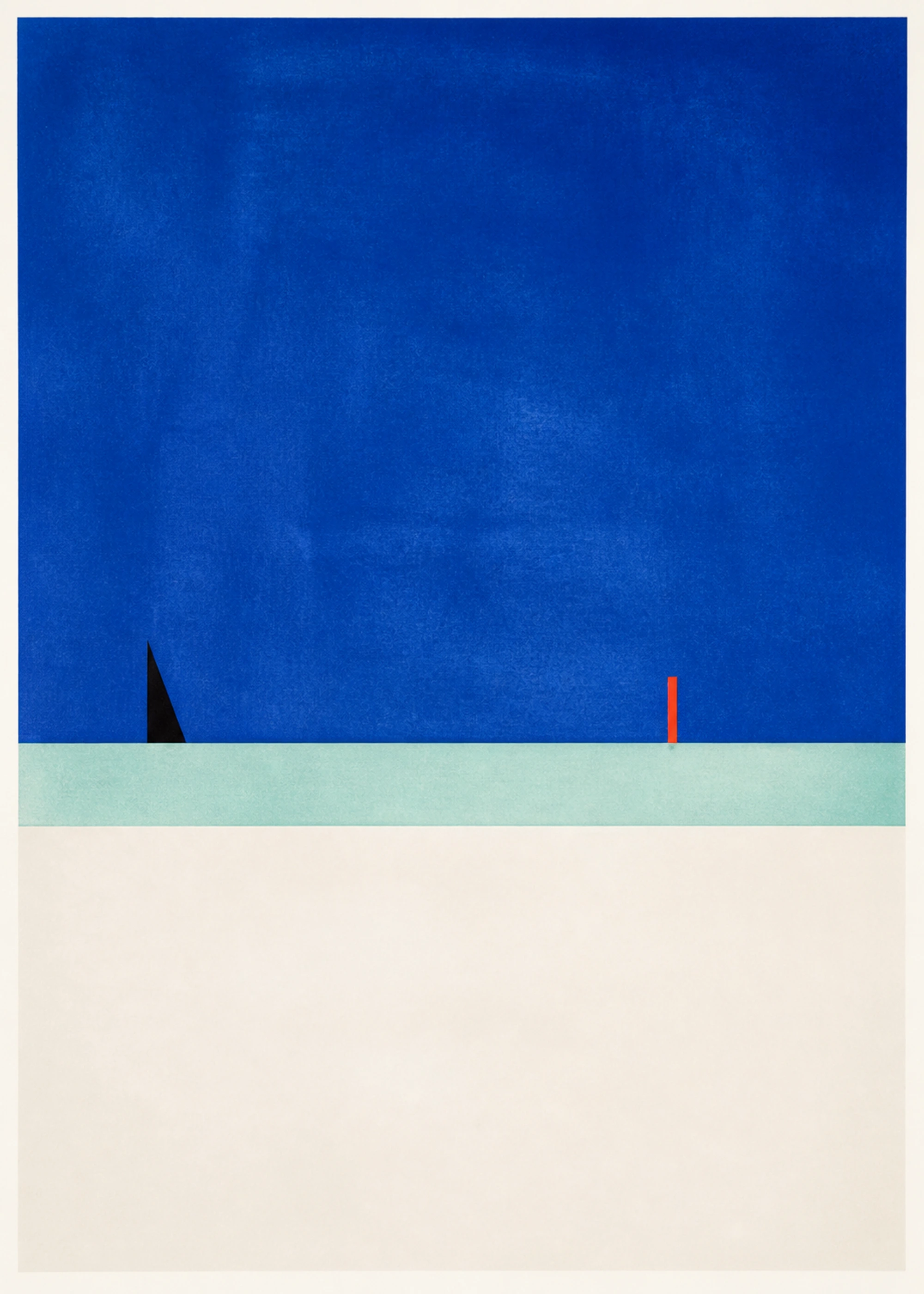 Cobalt Horizon Marker β Coastal Minimal art print β Framed